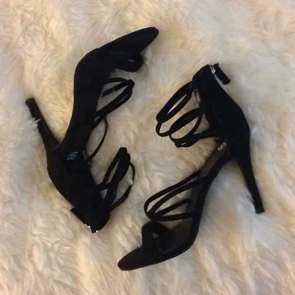 Black Velvet Strappy BP heels - Picture 1 of 2